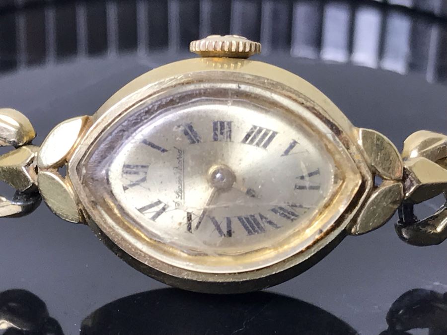 Vintage 14K Gold Lucien Piccard Ladies Watch With Base Metal Watch Band 16g [Photo 3]