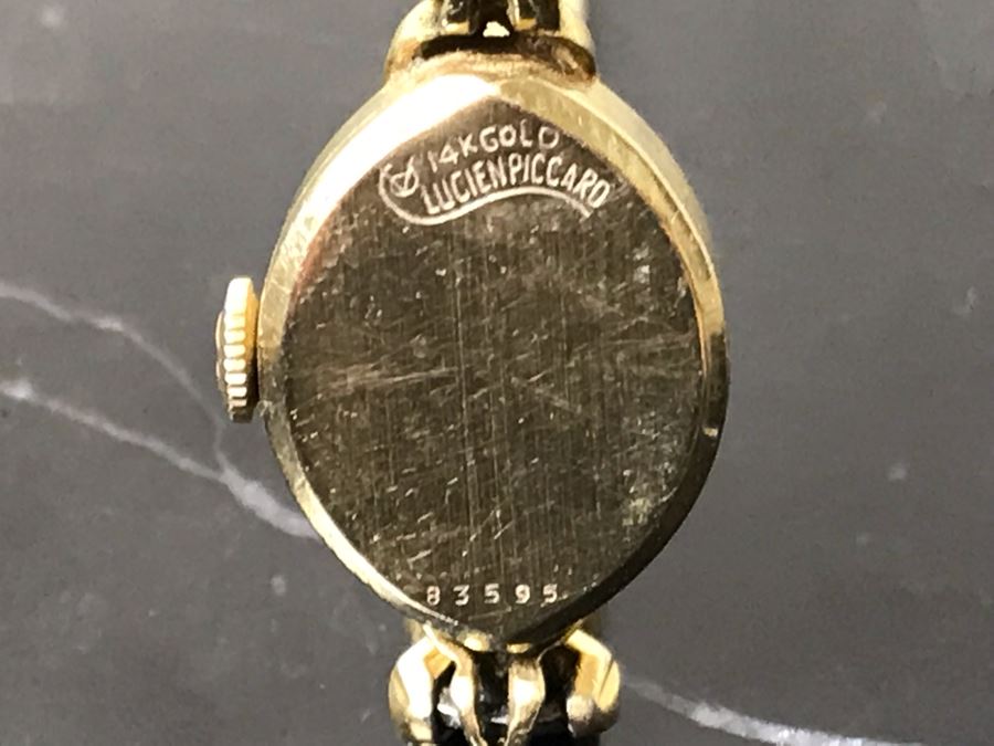 Vintage 14K Gold Lucien Piccard Ladies Watch With Base Metal Watch Band 16g [Photo 10]