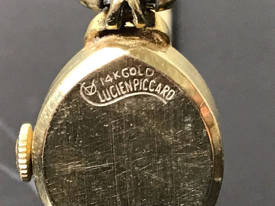 Vintage 14K Gold Lucien Piccard Ladies Watch With Base Metal Watch Band 16g [Photo 9]