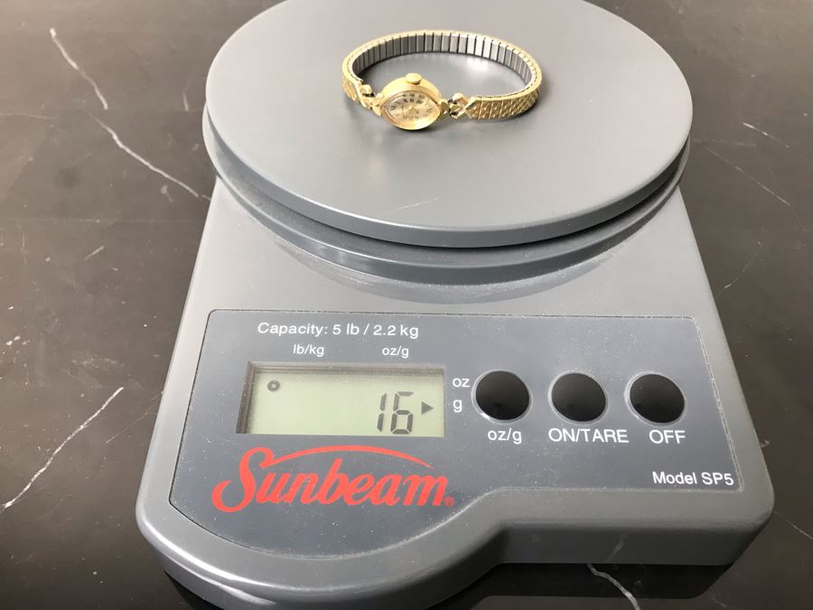 Vintage 14K Gold Lucien Piccard Ladies Watch With Base Metal Watch Band 16g [Photo 17]