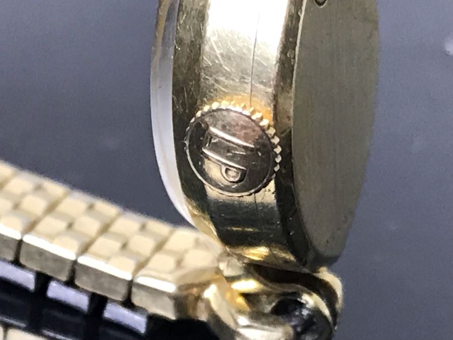 Vintage 14K Gold Lucien Piccard Ladies Watch With Base Metal Watch Band 16g [Photo 12]
