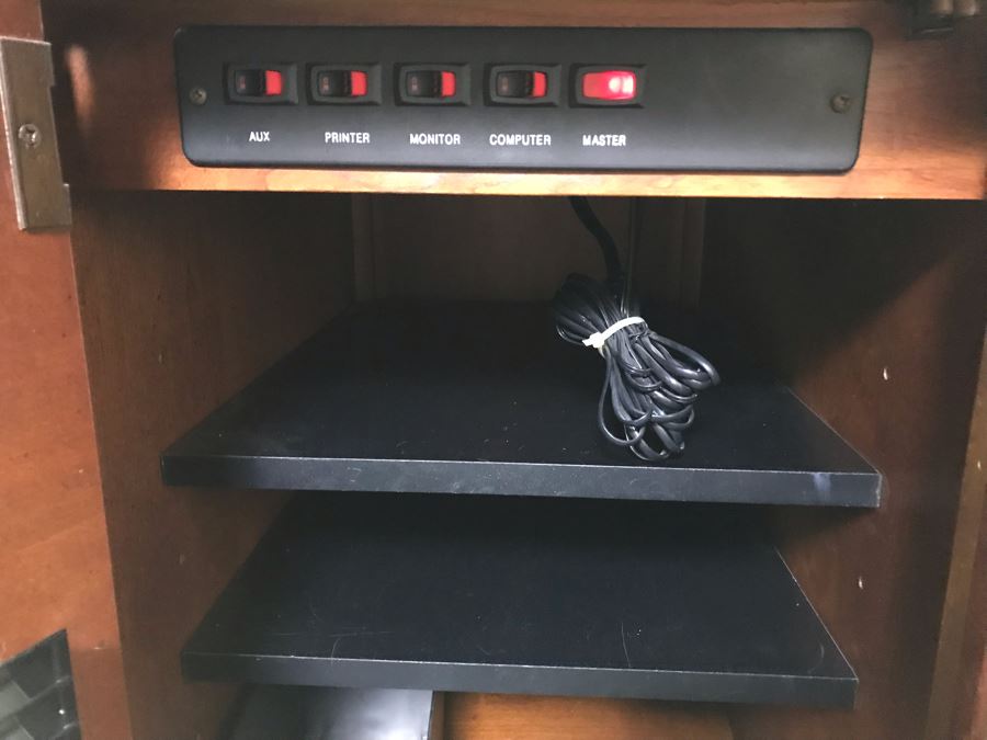 Stanley Wooden Knee Hole Desk With Built-In Power Cord Switch 60'W X 30'D X 30.5'H [Photo 13]