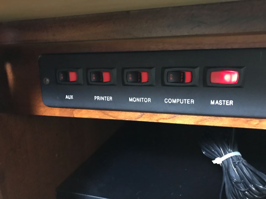 Stanley Wooden Knee Hole Desk With Built-In Power Cord Switch 60'W X 30'D X 30.5'H [Photo 15]