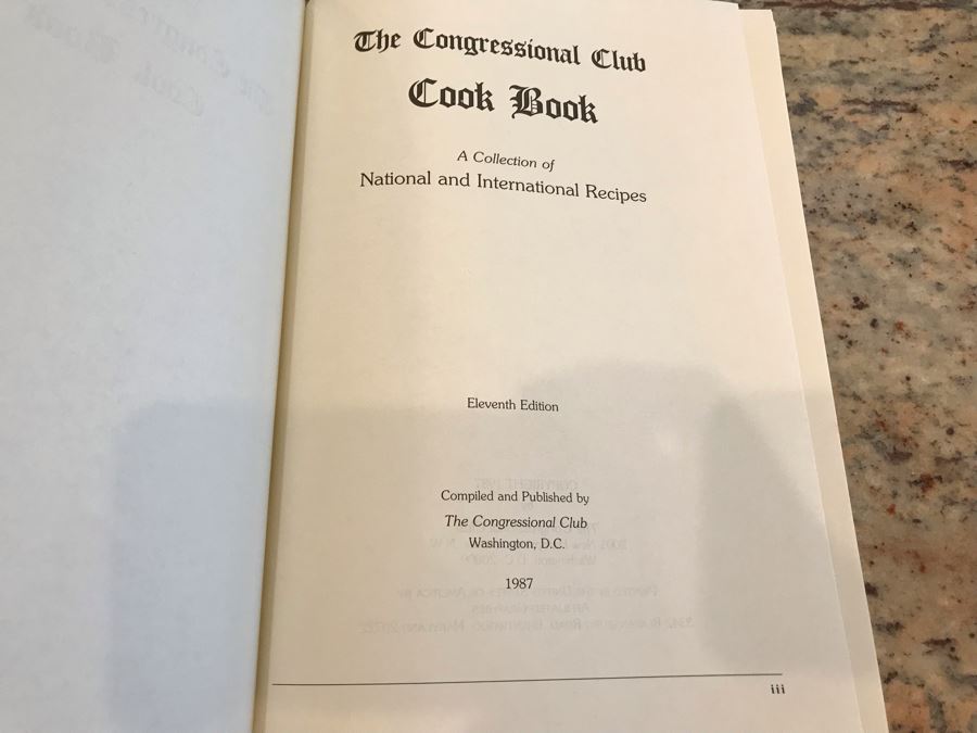 The Congressional Club Cook Book 11th Edition 1987 [Photo 2]