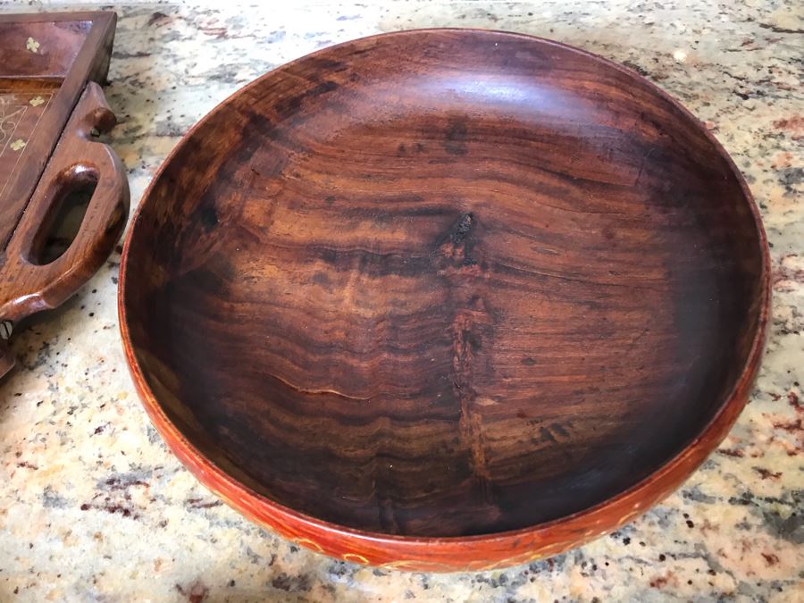 Stunning Inlaid Brass Moroccan Tray, Bowl And (3) Cups [Photo 6]