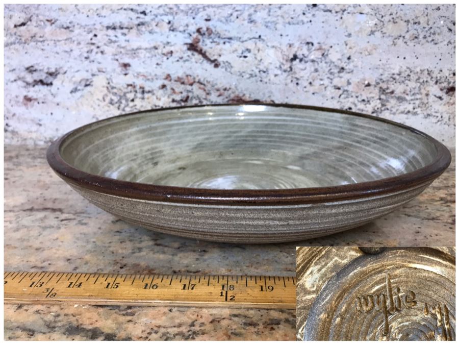Signed Art Pottery Bowl Signed Wylie 14'W X 3'H [Photo 1]