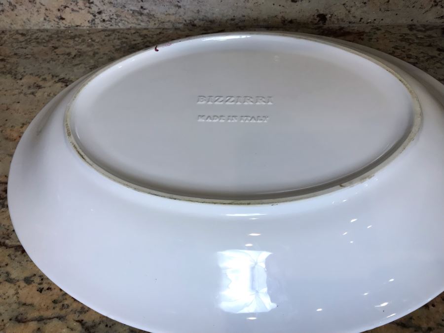 Bizzirri White Rustic Farmhouse Serving Tray Made In Italy And Divided Basket With Metal Handled Rack [Photo 7]