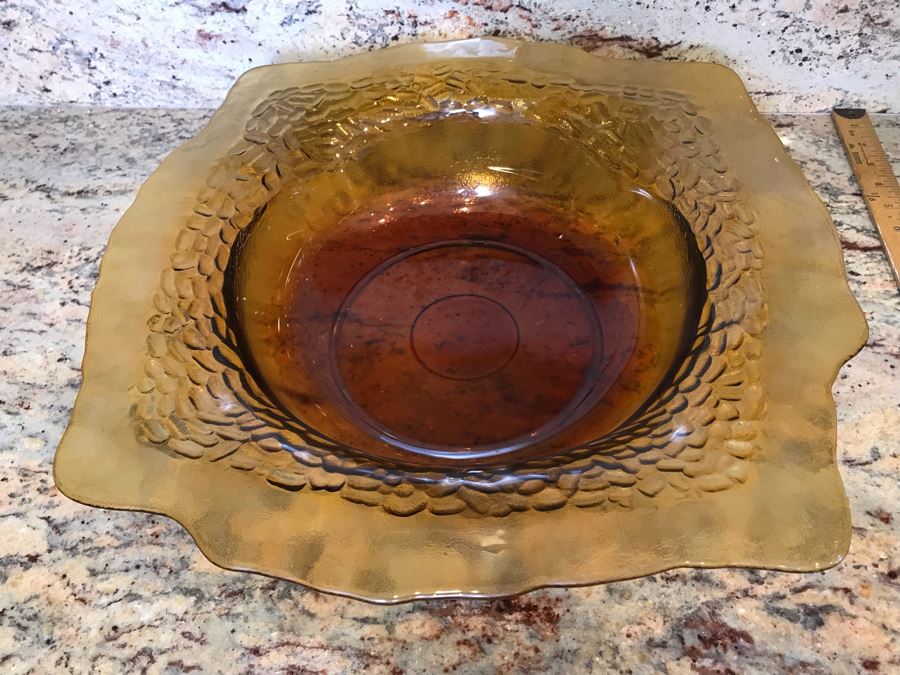 Amber Glass Bowl 17'W