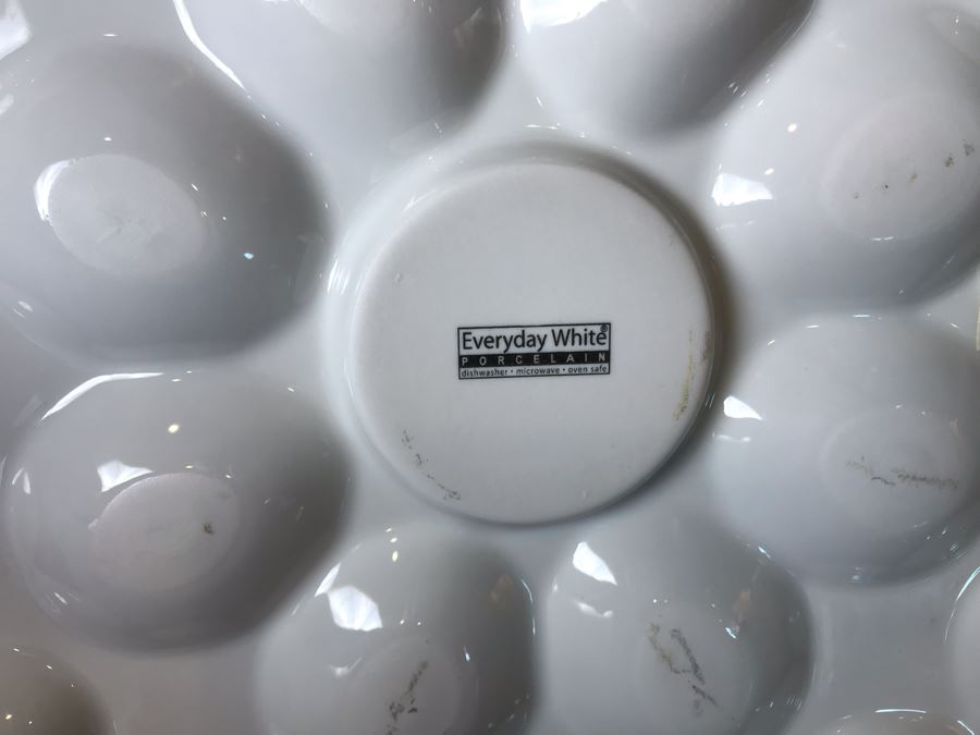 Pair Of Deviled Egg Plates (One Is Pfaltzgraff) And Deviled Egg Carrier Holder [Photo 7]