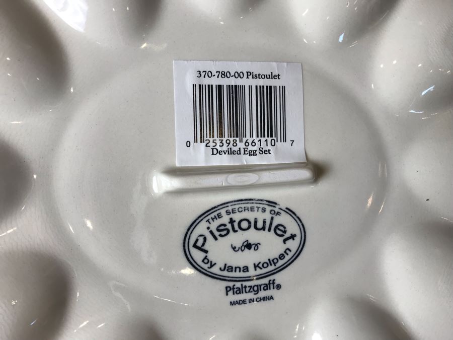 Pair Of Deviled Egg Plates (One Is Pfaltzgraff) And Deviled Egg Carrier Holder [Photo 8]