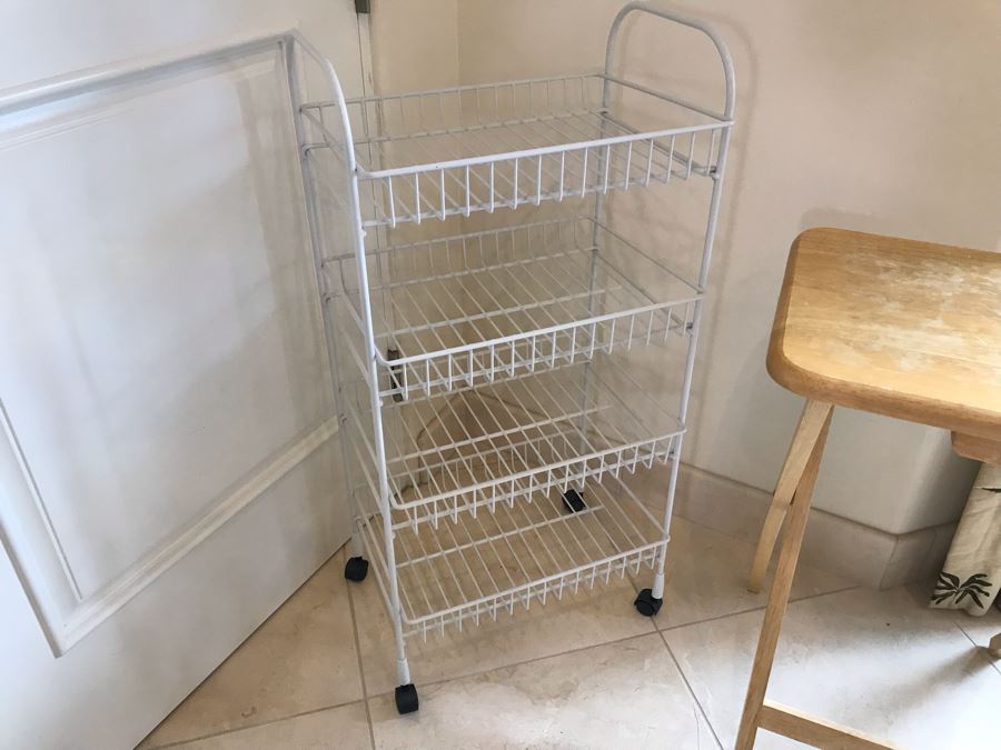 Rolling Shelf Rack And Wooden Collapsible TV Tray [Photo 2]