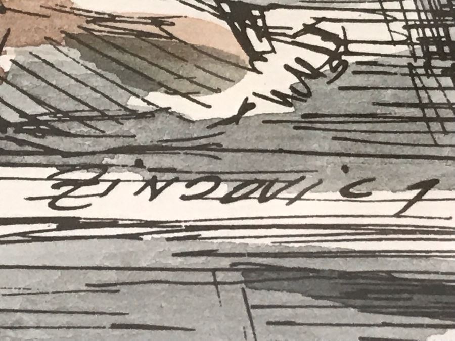 Signed Original Pen And Ink Watercolor Painting Showing Mozart's Birthplace In Salzburg By Artist Igor Zindovic 13.5' X 11' [Photo 17]