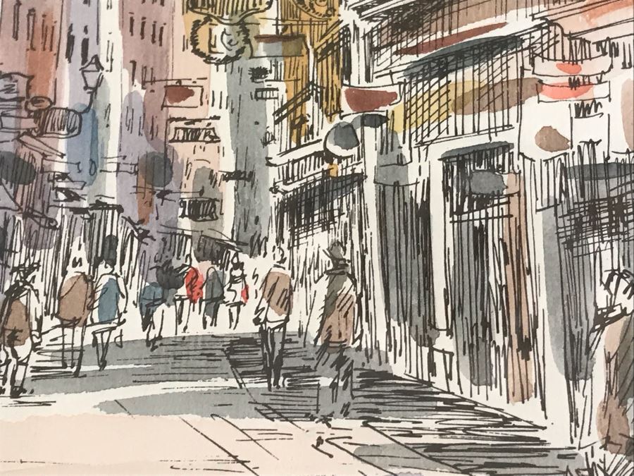 Signed Original Pen And Ink Watercolor Painting Showing Mozart's Birthplace In Salzburg By Artist Igor Zindovic 13.5' X 11' [Photo 12]