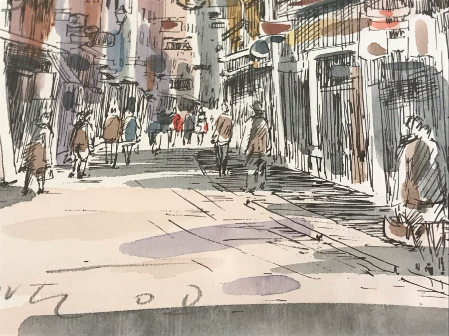 Signed Original Pen And Ink Watercolor Painting Showing Mozart's Birthplace In Salzburg By Artist Igor Zindovic 13.5' X 11' [Photo 14]