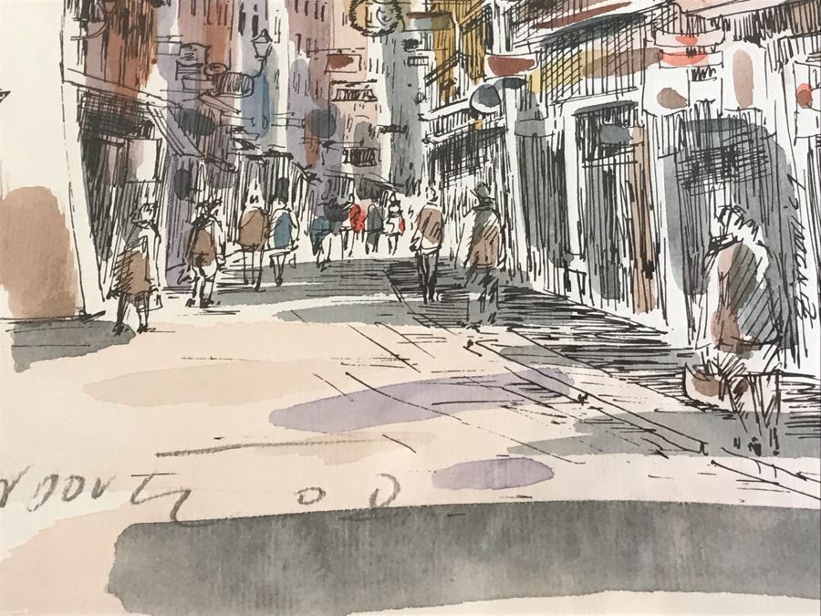 Signed Original Pen And Ink Watercolor Painting Showing Mozart's Birthplace In Salzburg By Artist Igor Zindovic 13.5' X 11' [Photo 13]