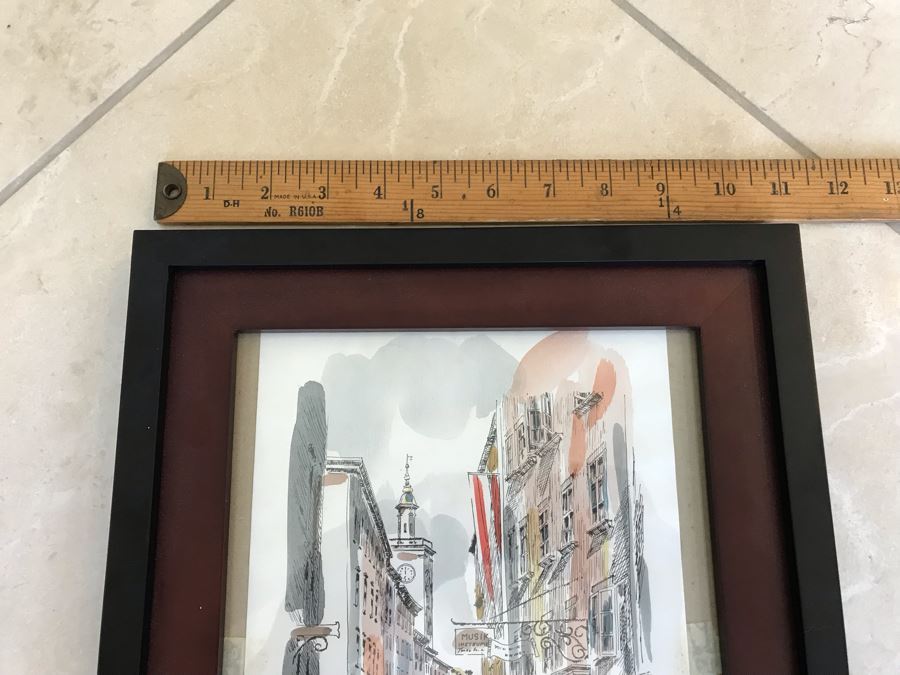 Signed Original Pen And Ink Watercolor Painting Showing Mozart's Birthplace In Salzburg By Artist Igor Zindovic 13.5' X 11' [Photo 22]
