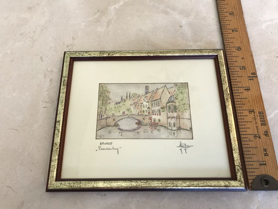 Print Of Bruges In Belgium Signed By Artist 7'W X 6'H [Photo 7]