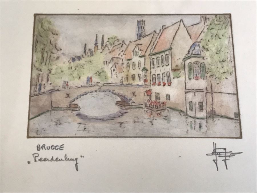 Print Of Bruges In Belgium Signed By Artist 7'W X 6'H [Photo 2]