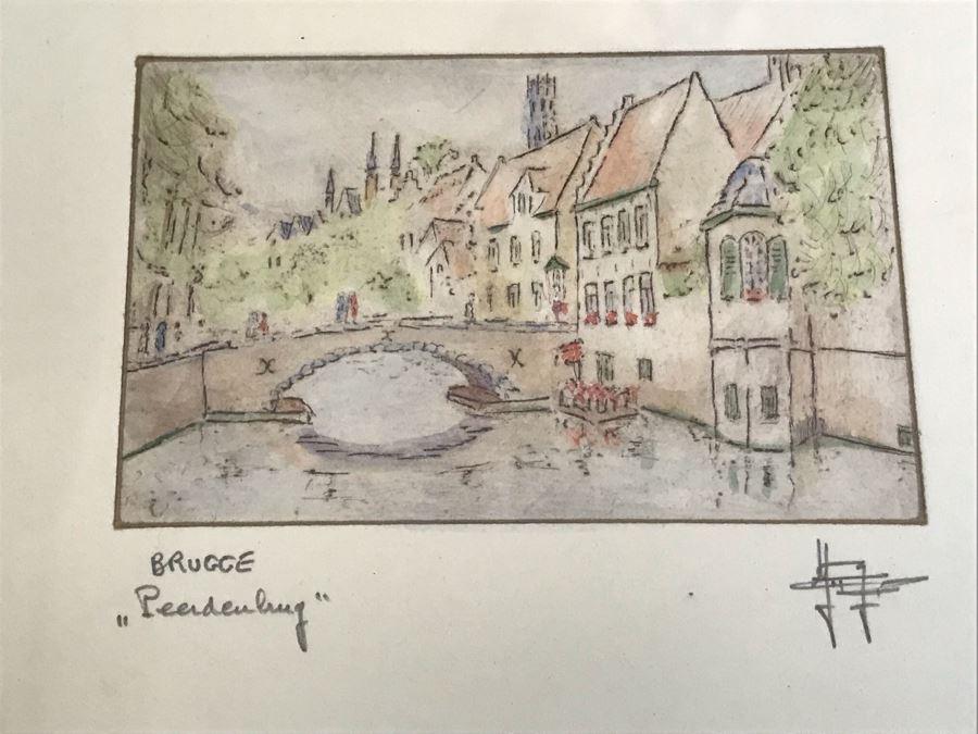 Print Of Bruges In Belgium Signed By Artist 7'W X 6'H [Photo 5]