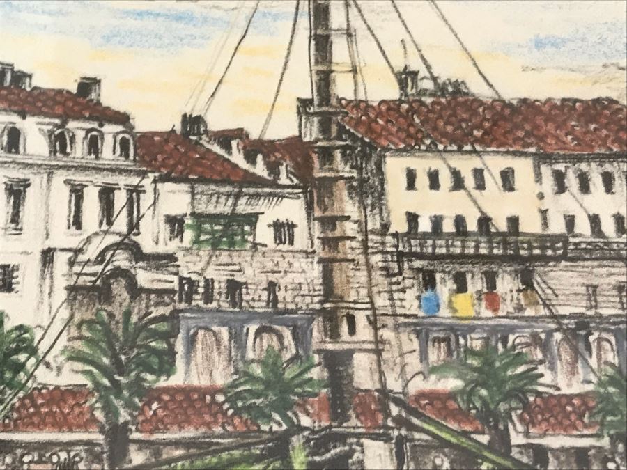 Original Signed Artwork Of Croatian Town Of Split Signed By Artist 16'W X 13.5'H [Photo 12]