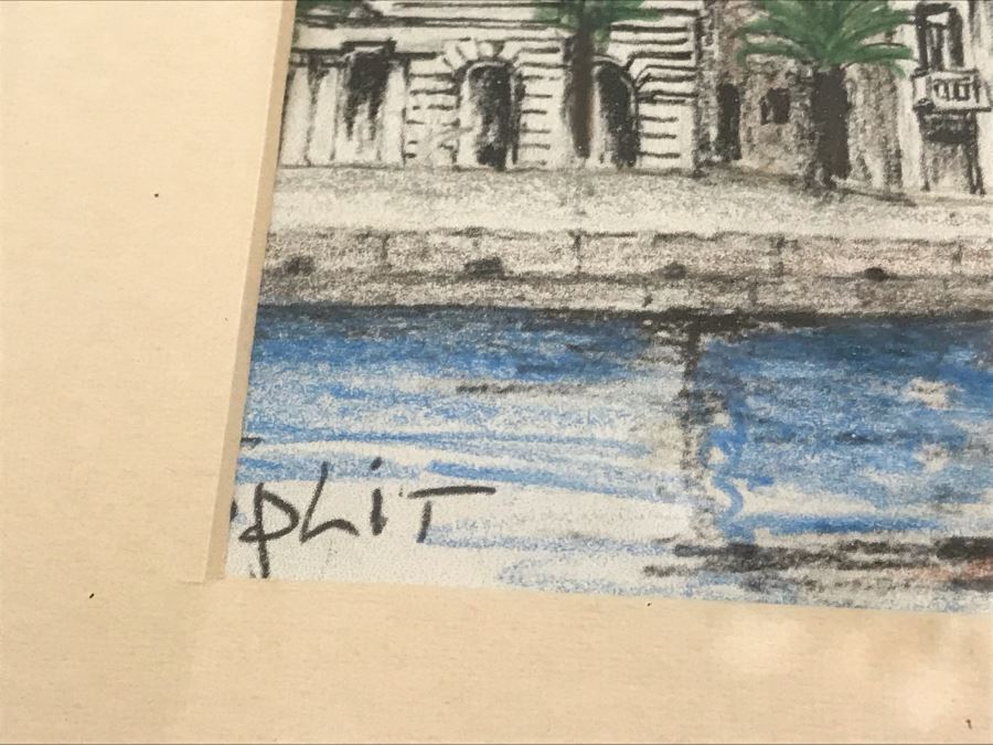 Original Signed Artwork Of Croatian Town Of Split Signed By Artist 16'W X 13.5'H [Photo 4]