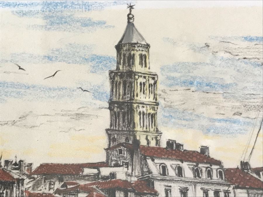 Original Signed Artwork Of Croatian Town Of Split Signed By Artist 16'W X 13.5'H [Photo 11]
