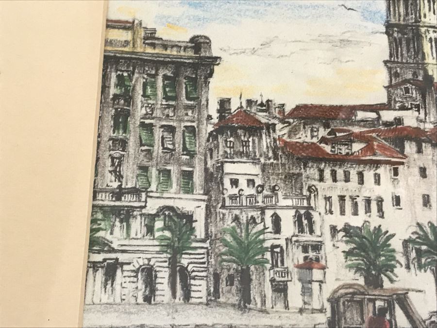 Original Signed Artwork Of Croatian Town Of Split Signed By Artist 16'W X 13.5'H [Photo 10]