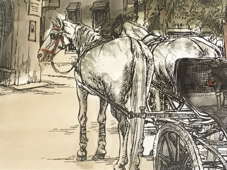 Original Pen And Ink Watercolor Painting Signed By Artist 14' X 17.5' [Photo 4]