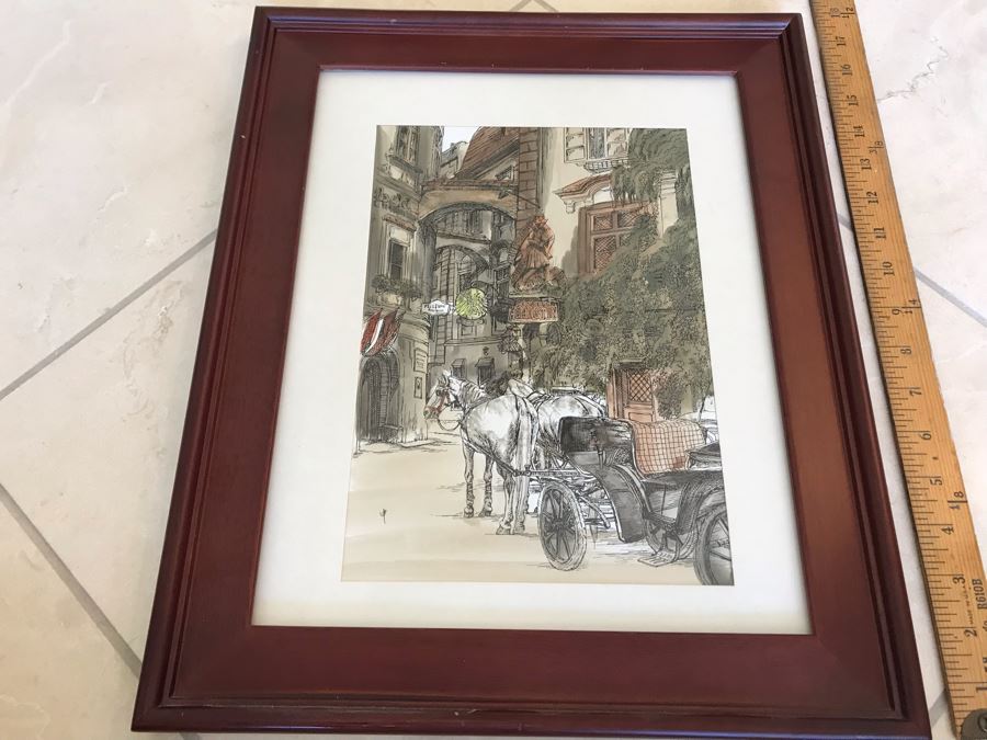 Original Pen And Ink Watercolor Painting Signed By Artist 14' X 17.5' [Photo 1]
