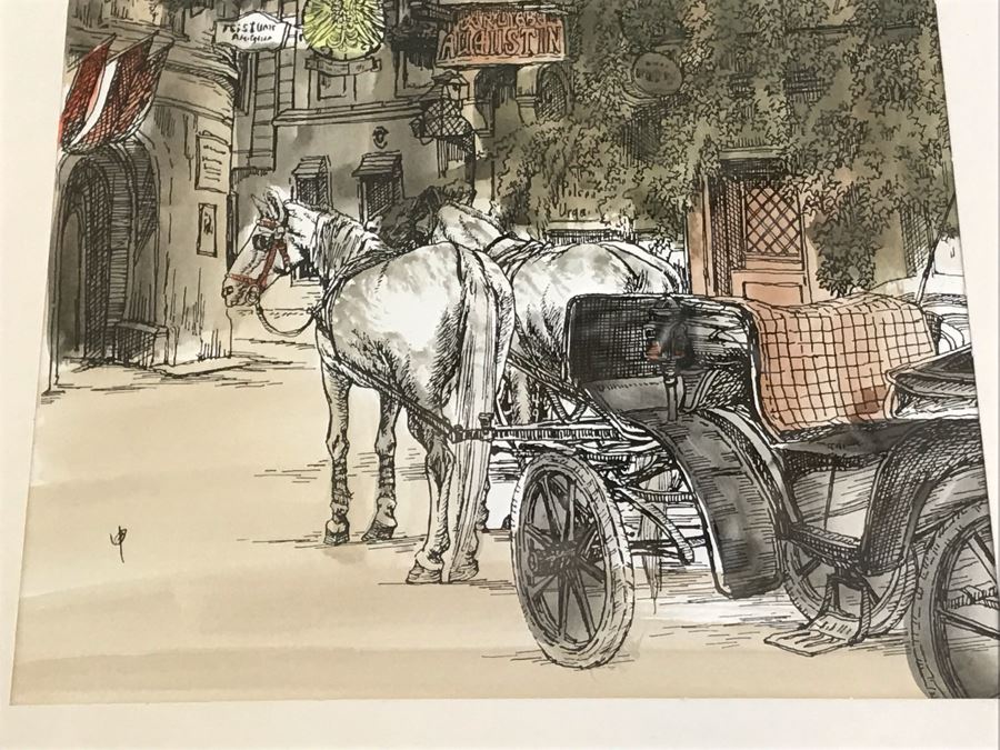 Original Pen And Ink Watercolor Painting Signed By Artist 14' X 17.5' [Photo 3]