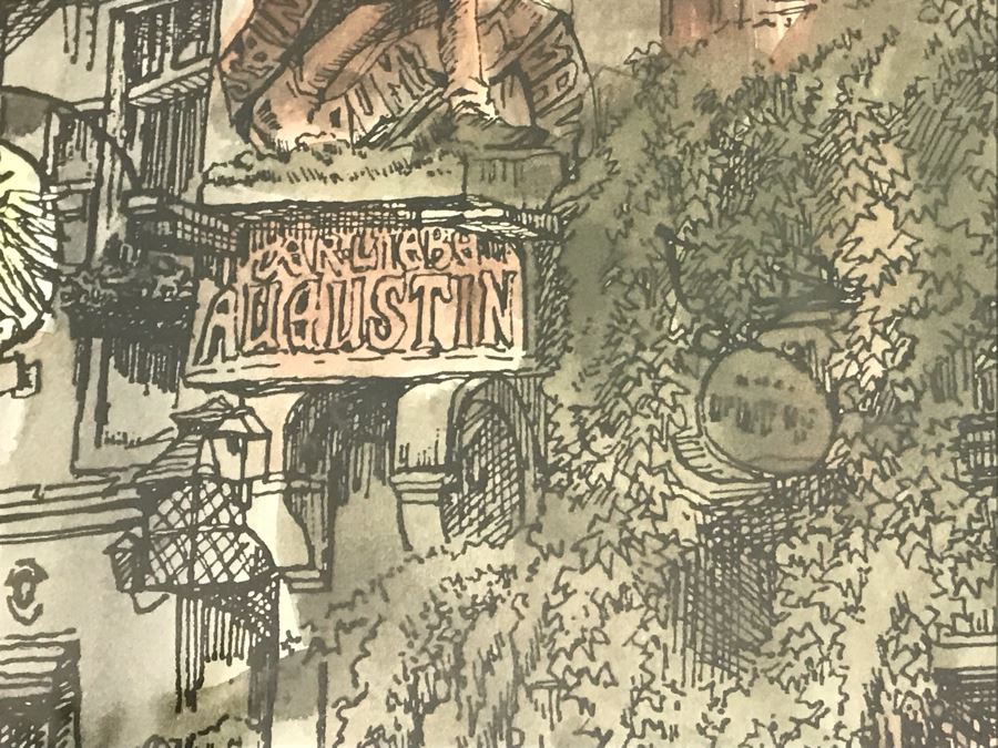 Original Pen And Ink Watercolor Painting Signed By Artist 14' X 17.5' [Photo 11]