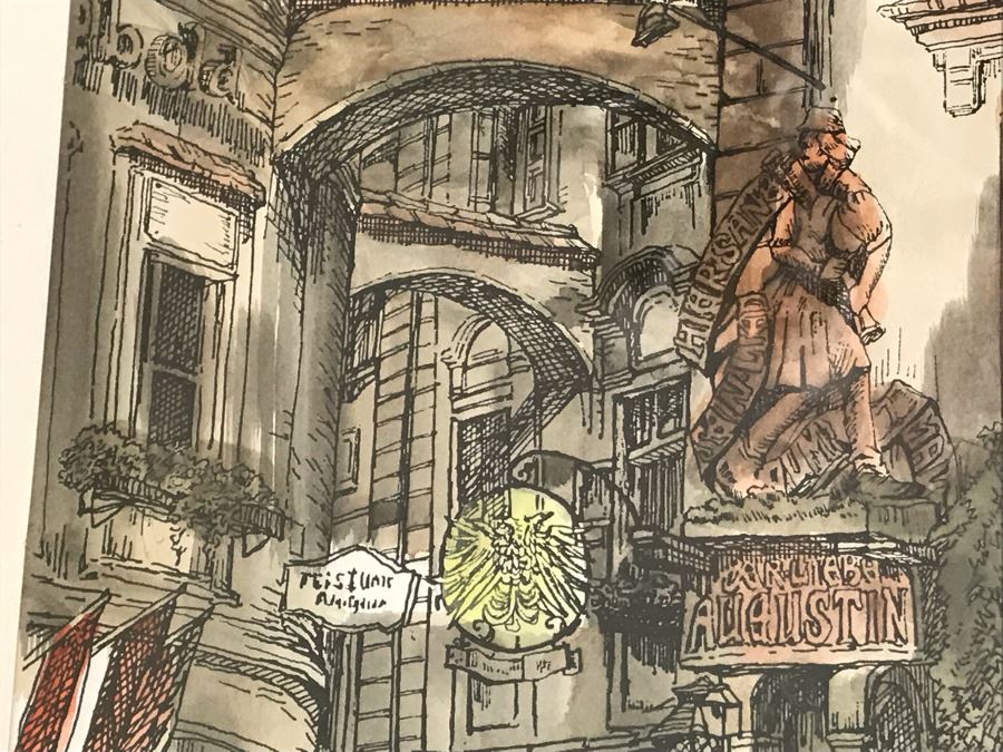 Original Pen And Ink Watercolor Painting Signed By Artist 14' X 17.5' [Photo 5]