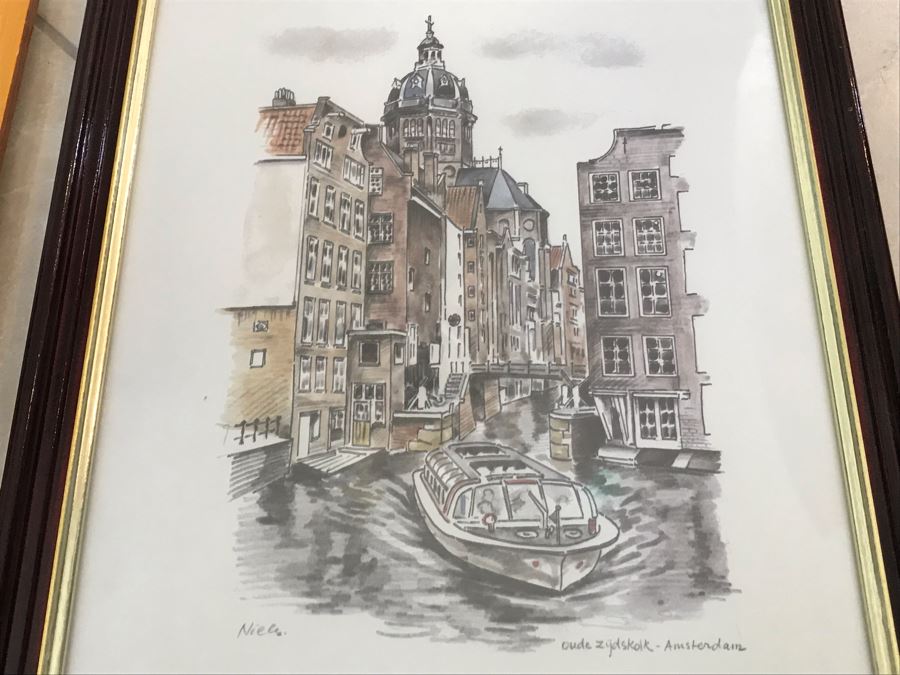 Pair Of Framed Prints Including Print Of The Home Of Beatrix Potter By Geoffrey Cowton And Amsterdam Print [Photo 9]