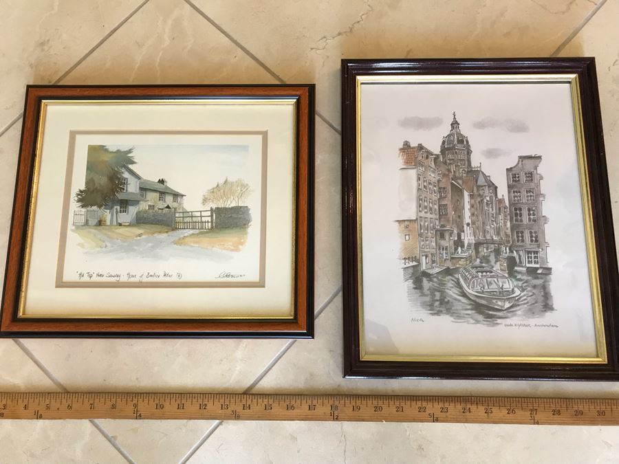 Pair Of Framed Prints Including Print Of The Home Of Beatrix Potter By Geoffrey Cowton And Amsterdam Print [Photo 1]