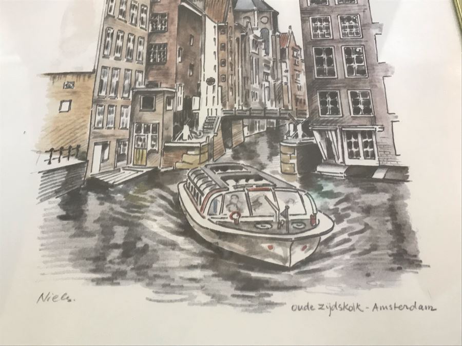 Pair Of Framed Prints Including Print Of The Home Of Beatrix Potter By Geoffrey Cowton And Amsterdam Print [Photo 10]