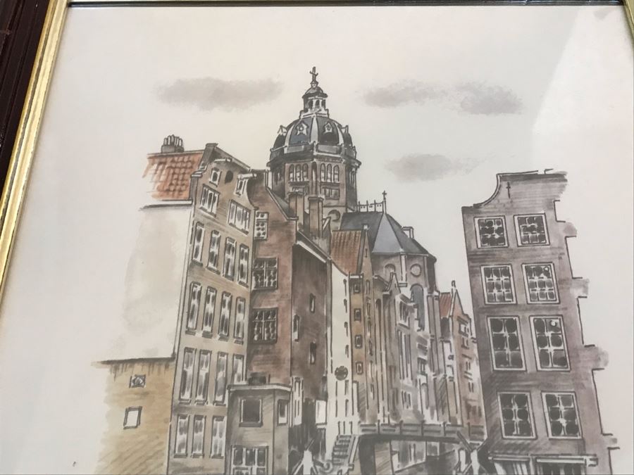 Pair Of Framed Prints Including Print Of The Home Of Beatrix Potter By Geoffrey Cowton And Amsterdam Print [Photo 11]