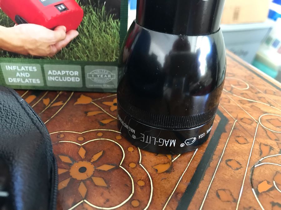 Long Metal Mag-Lite, Coleman Quick Pump And Inflatable Mattress And Binoculars [Photo 2]