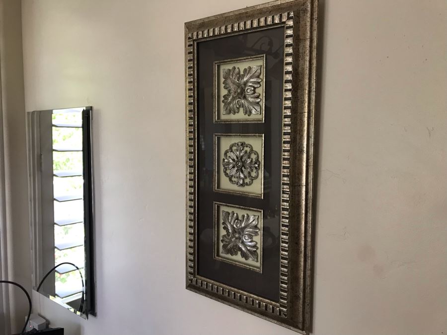 Set Of (3) Shadowbox Framed Silver Decorative Wall Decor [Photo 3]