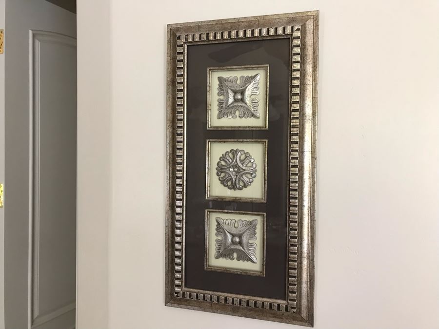 Set Of (3) Shadowbox Framed Silver Decorative Wall Decor [Photo 2]