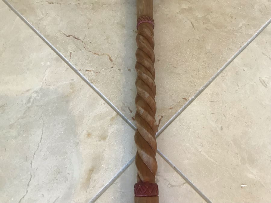 Carved Wooden Walking Stick Cane Staff With Elephants Made In India  [Photo 11]