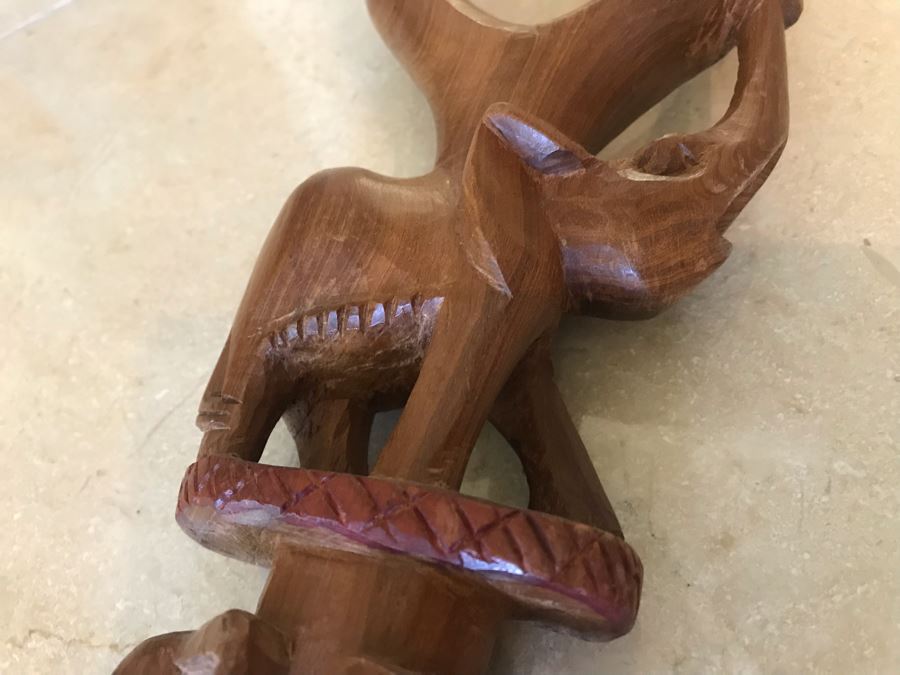 Carved Wooden Walking Stick Cane Staff With Elephants Made In India  [Photo 5]