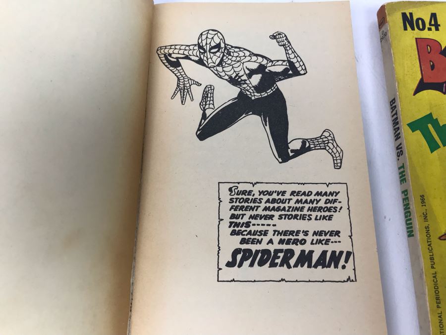 Set Of (3) Vintage Comic Paperback Books: No. 4 Batman Vs. The Penguin 1st Printing 1966, 1966 The Amazing Spider-Man Collector's Album And 1966 The Incredible Hulk Collector's Album [Photo 11]