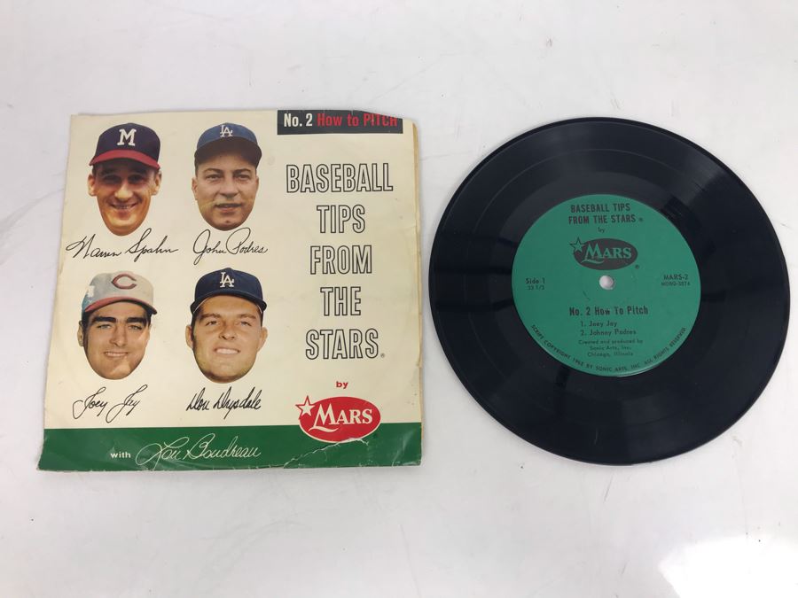 Vintage 1962 33 1/3RPM Vinyl Record Baseball Tips From The Stars No. 2 How To Pitch Mars Candy With Lou Boudreau [Photo 1]