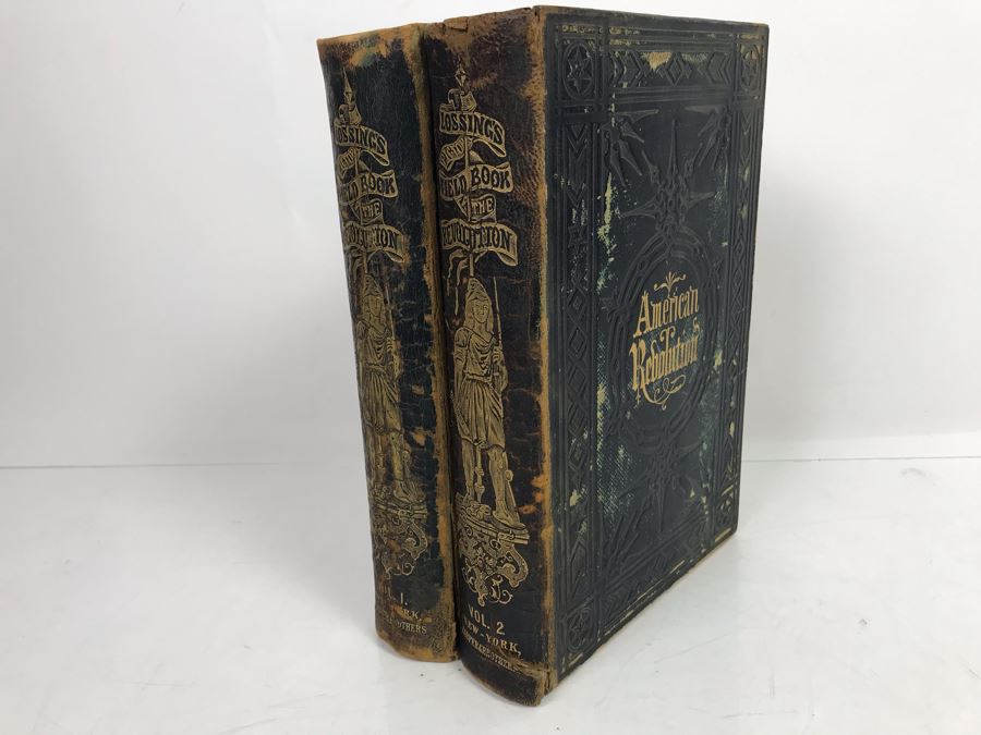 Antique 1859 2 Volume Hardcover Book Set: Pictorial Field Book Of The Revolution (War For Independence) By Benson J. Lossing New York: Harper Brothers, Franklin Square With Eleven Hundred Engravings [Photo 3]