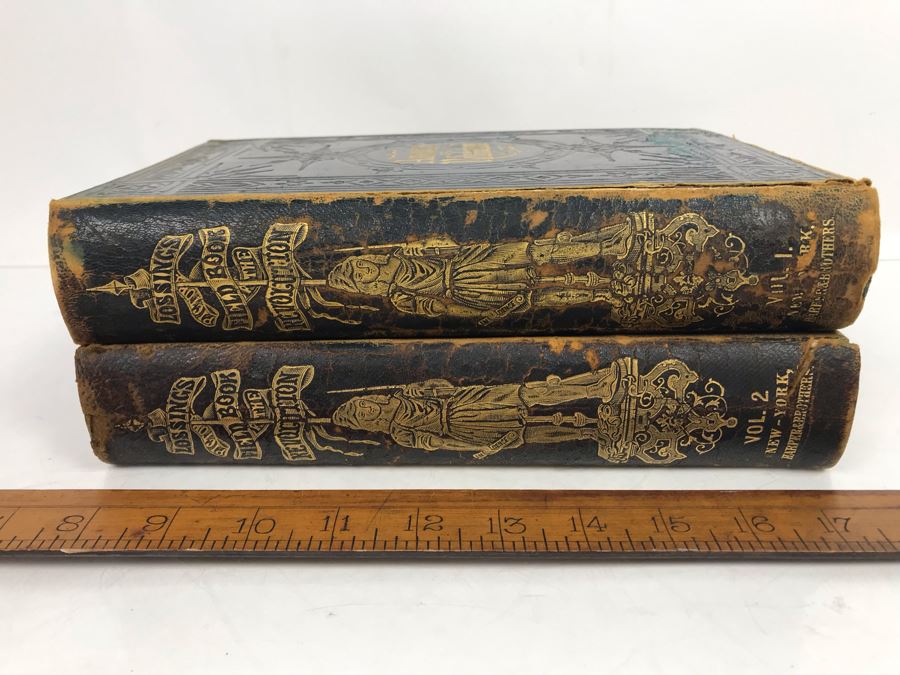 Antique 1859 2 Volume Hardcover Book Set: Pictorial Field Book Of The Revolution (War For Independence) By Benson J. Lossing New York: Harper Brothers, Franklin Square With Eleven Hundred Engravings [Photo 7]