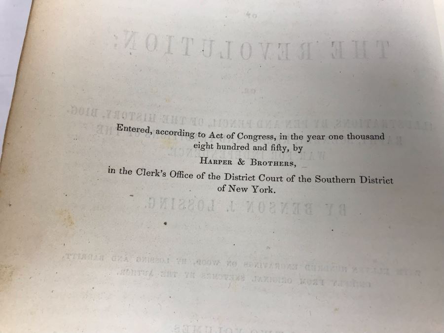 Antique 1859 2 Volume Hardcover Book Set: Pictorial Field Book Of The Revolution (War For Independence) By Benson J. Lossing New York: Harper Brothers, Franklin Square With Eleven Hundred Engravings [Photo 23]