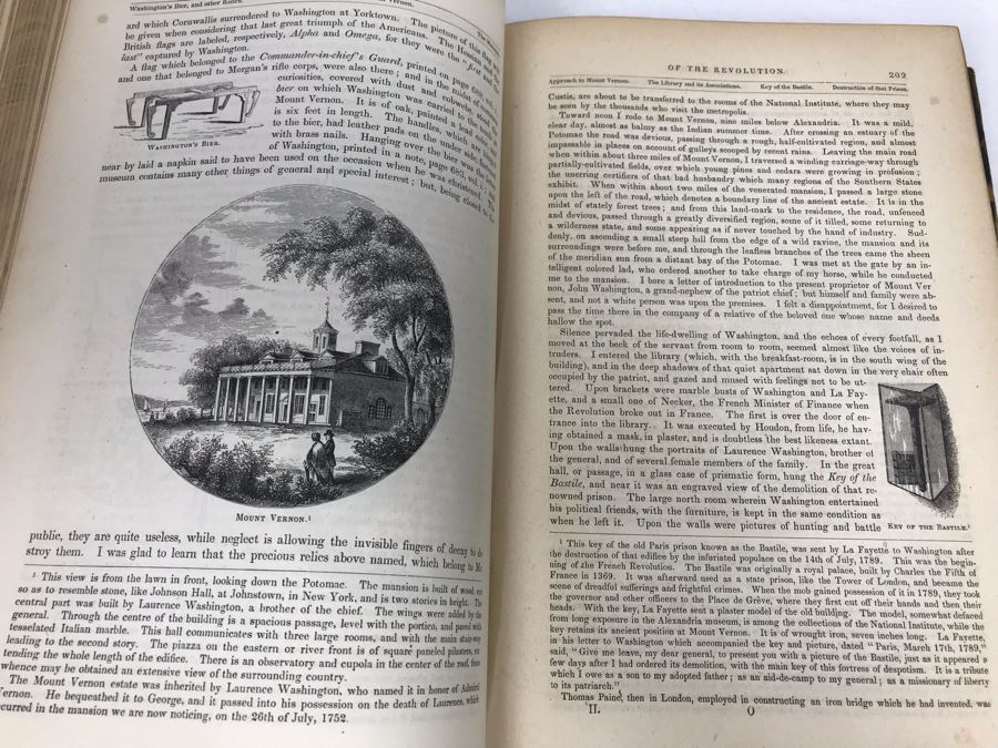 Antique 1859 2 Volume Hardcover Book Set: Pictorial Field Book Of The Revolution (War For Independence) By Benson J. Lossing New York: Harper Brothers, Franklin Square With Eleven Hundred Engravings [Photo 66]