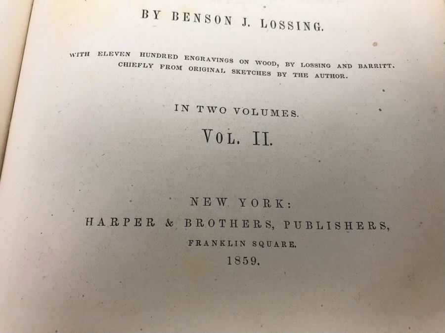 Antique 1859 2 Volume Hardcover Book Set: Pictorial Field Book Of The Revolution (War For Independence) By Benson J. Lossing New York: Harper Brothers, Franklin Square With Eleven Hundred Engravings [Photo 56]