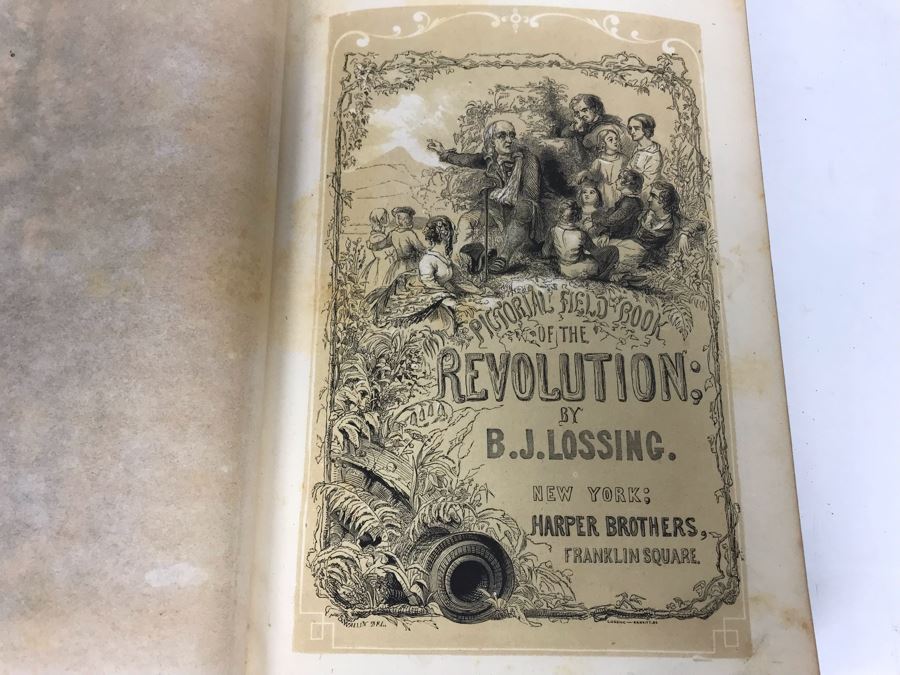 Antique 1859 2 Volume Hardcover Book Set: Pictorial Field Book Of The Revolution (War For Independence) By Benson J. Lossing New York: Harper Brothers, Franklin Square With Eleven Hundred Engravings [Photo 54]