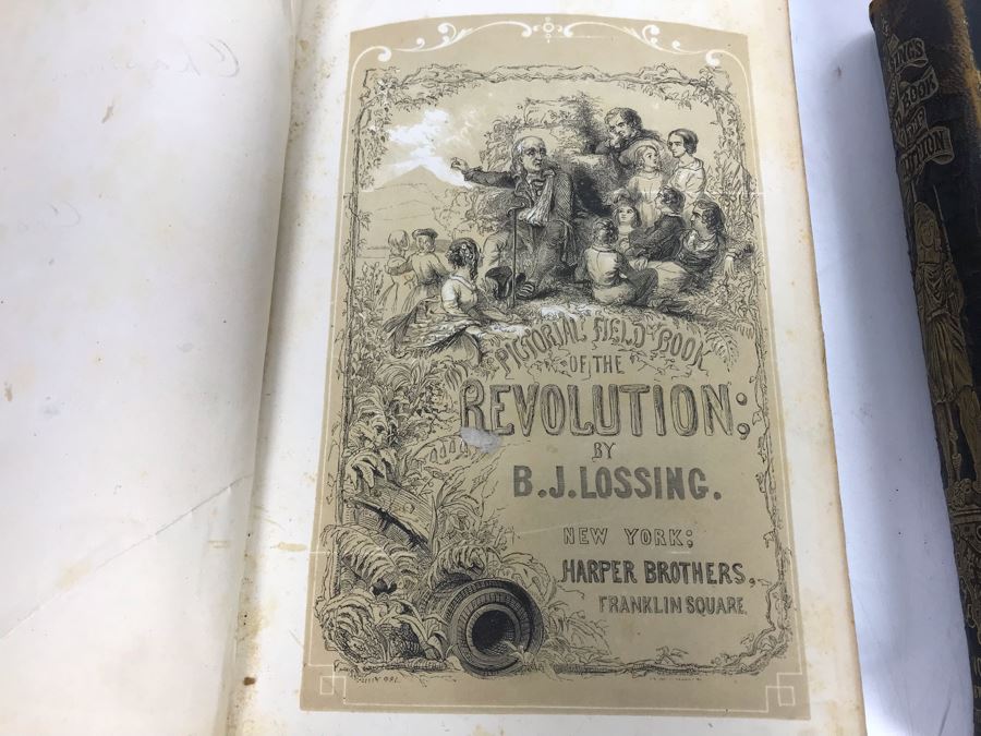 Antique 1859 2 Volume Hardcover Book Set: Pictorial Field Book Of The Revolution (War For Independence) By Benson J. Lossing New York: Harper Brothers, Franklin Square With Eleven Hundred Engravings [Photo 19]
